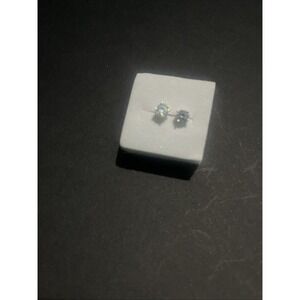 925 Sterling Silver Circle CZ In Square Prong Setting, Pushback Earrings New 5mm